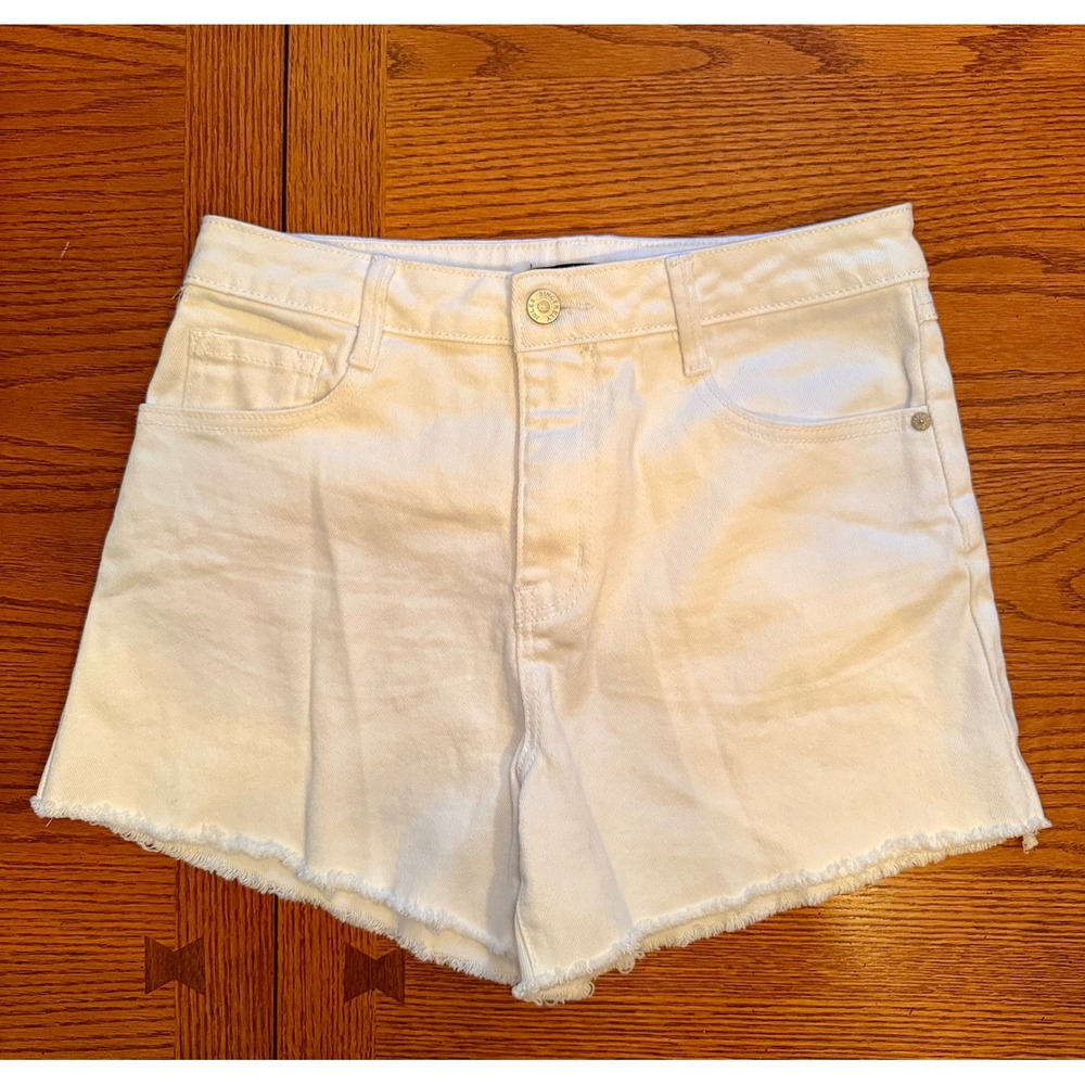 Sincerely Jules Denim Shorts 7/28 White Raw Hem High Rise